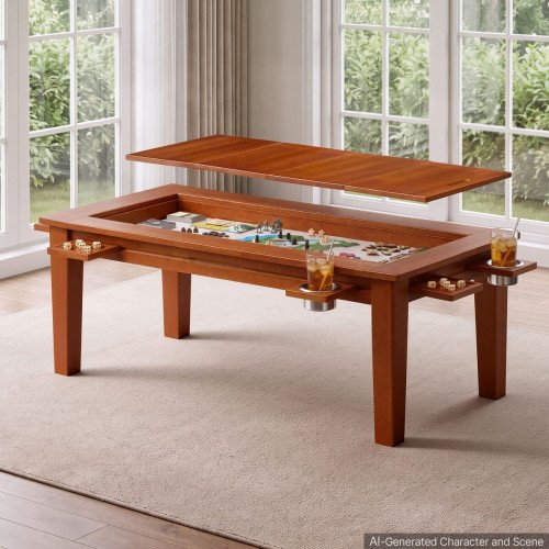 Niski stol za društvene igre i blagovanje 2 u 1, 120 × 60 × 45 cm, za 4 igrača, masivno drvo