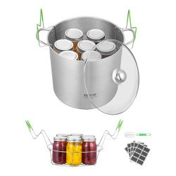 Lonac za konzerviranje u vodenoj kupelji (zimnica), 20 L, nehrđajući čelik, sa stalkom i poklopcem Lonac za konzerviranje u vodenoj kupelji (zimnica), 20 L, nehrđajući čelik, sa stalkom i poklopcem