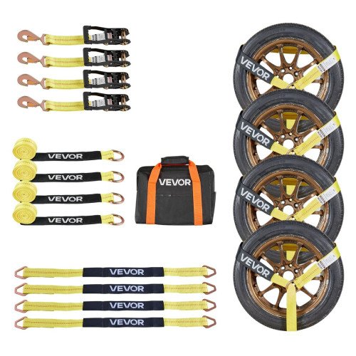 Set zateznih traka s račnom preko kotača za vezivanje vozila, nosivost 1512 kg, traka 3,66 m