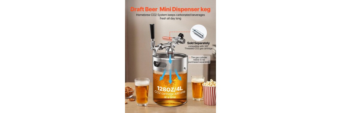 Mini bačva za pivo pod tlakom CO2: domaće pivo iz slavine, ne iz boce