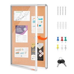 Pluteni pano s bijelom pločom za bilješke i obavijesti, od aluminija, sa zaključavanjem Pluteni pano s bijelom pločom za bilješke i obavijesti, od aluminija, sa zaključavanjem