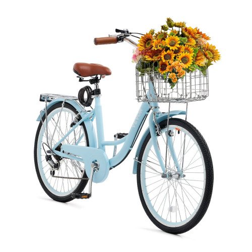 Cruiser bicikl za udobnu rekreativnu vožnju, 24″, 7 brzina, s košarom