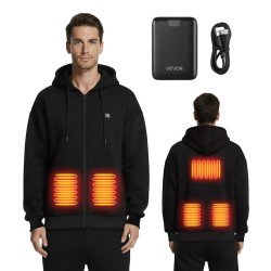 Grijana duksa s patentnim zatvaračem, 5 zona grijanja, do 60 °C, baterija 16000 mAh, veličina M Grijana duksa s patentnim zatvaračem, 5 zona grijanja, do 60 °C, baterija 16000 mAh, veličina M