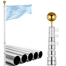 Teleskopski aluminijski jarbol za zastavu, visina 9,14 m, Ø 59 mm, s PVC cijevi za ukopavanje Teleskopski aluminijski jarbol za zastavu, visina 9,14 m, Ø 59 mm, s PVC cijevi za ukopavanje