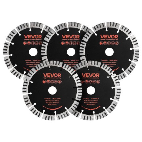 Dijamantne rezne ploče za utore u zidu, 160 mm, set 5 komada, provrt 22,2 mm, suho i mokro rezanje