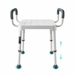 Stolica za tuširanje s rukohvatima, podesiva visina 40–54 cm, nosivost 181 kg Stolica za tuširanje s rukohvatima, podesiva visina 40–54 cm, nosivost 181 kg
