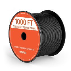 Paracord najlonsko uže 4 mm × 305 m, 7-nitna jezgra, lomna sila 272 kg, crno