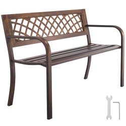 Vanjska klupa za sjedenje u vrtu, parku i na terasi, od metala, 116 cm, mrežasto sjedalo
