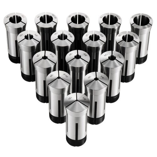 Komplet steznih čahura 5C, 15 komada, raspon 3,2–25,4 mm (1/8″–1″), TIR 0,02 mm, kutija