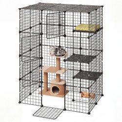 Modularni metalni kavez za mačke, 4 etaže, 104,1 × 71,1 × 139,7 cm, 4 vrata, za 1–2 mačke