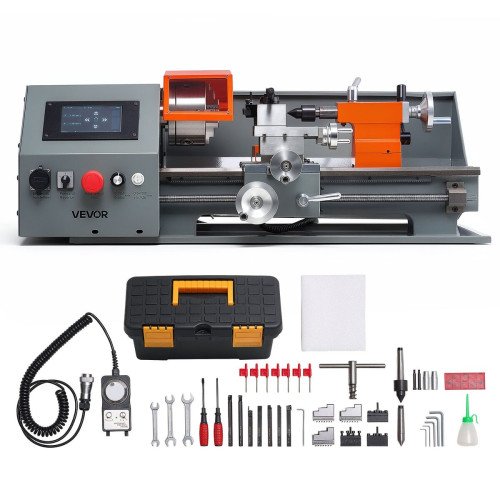 Stolna CNC tokarilica za metal 220 × 400 mm, 1100 W, zaslon osjetljiv na dodir, brza izmjena noža