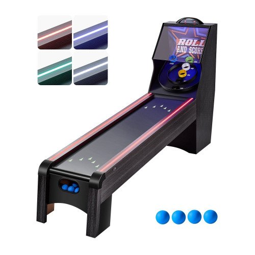 Arkadni stol Skeeball (kotrljaj i pogodi) s LED brojačem i zvukom, staza 193 cm, 4 loptice