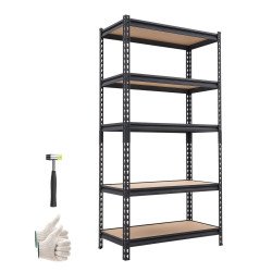 Regal s 5 polica od MDF ploča i čeličnim okvirom, 82,2 × 41,5 × 159,4 cm, nosivost 907,2 kg Regal s 5 polica od MDF ploča i čeličnim okvirom, 82,2 × 41,5 × 159,4 cm, nosivost 907,2 kg