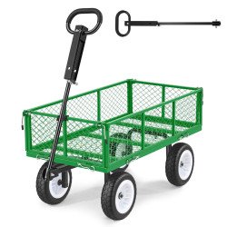 Vrtna kolica od čelika nosivosti 408 kg, s odvojivim stranicama, zelena
