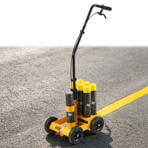 Stroj za crtanje oznaka na parkiralištu i tlu, za 6 limenki spreja, linija 50–100 mm, žuta izvedba