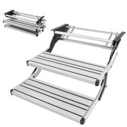 Stepenice za kamper za 2 stube, nosivost 200 kg, od aluminija, s ručnim pogonom Stepenice za kamper za 2 stube, nosivost 200 kg, od aluminija, s ručnim pogonom