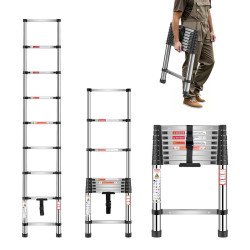 Teleskopske ljestve, od nehrđajućeg čelika, nosivost 150 kg Teleskopske ljestve, od nehrđajućeg čelika, nosivost 150 kg