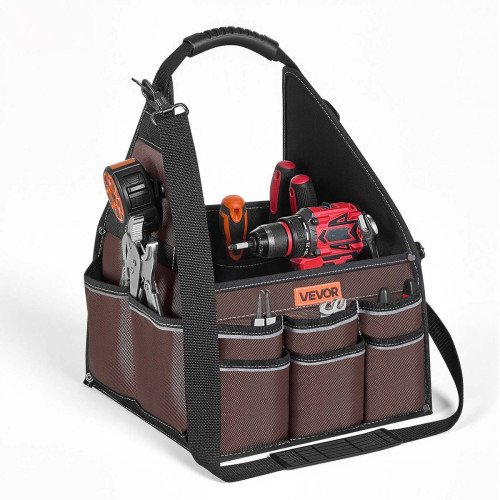 Torba za alat s 45 pretinaca, 33 cm, nosivost 22,7 kg, remen za rame i držač metra