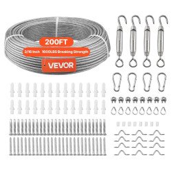 Čelično uže 304 s PVC omotačem, 4,76 mm × 61 m, 7,1 kN, s priborom za ugradnju