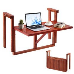 Sklopivi stol za balkonsku ogradu 56 × 28 cm, bagremovo drvo, 4 visine, za ograde 80–135 mm