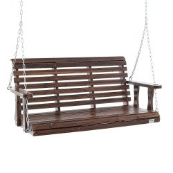 Drvena vrtna ljuljačka-klupa za trijem, 137 × 71 × 60 cm, nosivost do 399 kg, karbonizirana smeđa