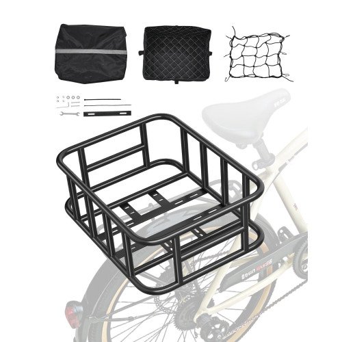 Stražnja košara za bicikl s mrežom, uloškom i kišnim pokrivačem, do 45 kg, 43,5 × 33 cm Stražnja košara za bicikl s mrežom, uloškom i kišnim pokrivačem, do 45 kg, 43,5 × 33 cm