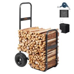 Kolica za drva, nosivost 113 kg, od drva, vodootporno, za unutra i van