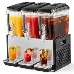 Rashladni dozator napitaka 3 × 12 L, hlađenje 7–12 °C, nehrđajući čelik, s miješalicom Rashladni dozator napitaka 3 × 12 L, hlađenje 7–12 °C, nehrđajući čelik, s miješalicom