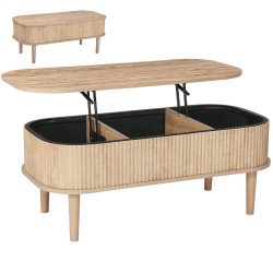 Klub stol s podižućom pločom i 3 skrivena pretinca, ovalni, 100 × 48 cm, visina 40,5–54,5 cm Klub stol s podižućom pločom i 3 skrivena pretinca, ovalni, 100 × 48 cm, visina 40,5–54,5 cm