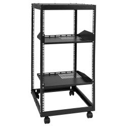 Zidni rack ormar za mrežnu opremu, 20U, otvoreni okvir, dubina 38–102 cm, na kotačima