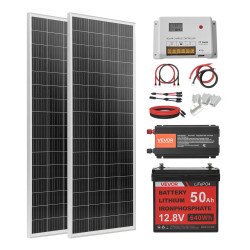 Solarni komplet za samostalno napajanje, 2 dijela, 200 W, 12 V, 40 A