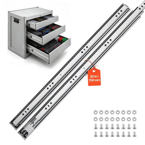 Teleskopske vodilice za teške ladice, 75 cm, nosivost 120,2 kg, 1 par Teleskopske vodilice za teške ladice, 75 cm, nosivost 120,2 kg, 1 par