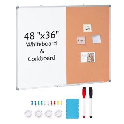 Pluteni pano s bijelom pločom za bilješke i obavijesti, od aluminija, 122 × 91 cm Pluteni pano s bijelom pločom za bilješke i obavijesti, od aluminija, 122 × 91 cm