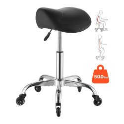 Sedlasta stolica na kotačima za salon i ordinaciju, visina 55,5–71,5 cm, nosivost 226,8 kg