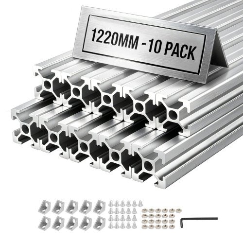 Aluminijski profil s T-utorom 2020, 10 komada po 122 cm, za okvire 3D printera i CNC strojeva