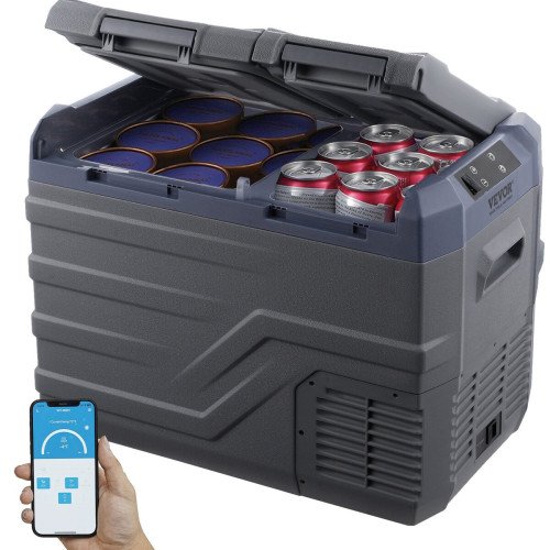 Auto hladnjak s kompresorom, 32 L, dvije komore, hladi i zamrzava od −20 do 20 °C, 12/24 V i 220 V Auto hladnjak s kompresorom, 32 L, dvije komore, hladi i zamrzava od −20 do 20 °C, 12/24 V i 220 V