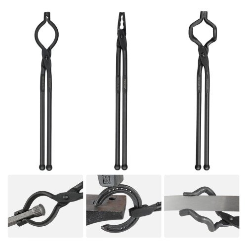 Set od 3 kovačka kliješta (V, vučja čeljust, ZV), 45,7 cm, ugljični čelik