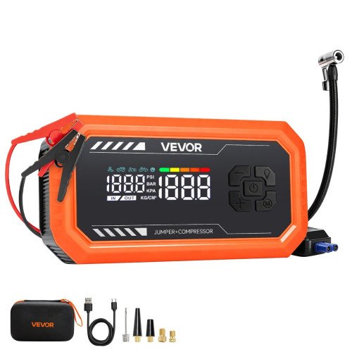 Starter akumulatora s kompresorom za gume, 3000 A, 10.000 mAh, benzin do 9,0 L, dizel do 6,5 L Starter akumulatora s kompresorom za gume, 3000 A, 10.000 mAh, benzin do 9,0 L, dizel do 6,5 L