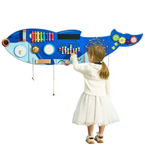 Zidna Montessori senzorna ploča za djecu 3–12 godina, 12 aktivnosti, kit, 152,5 × 39 cm, MDF