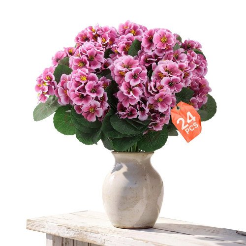 Umjetne pelargonije sa stabljikom za vaze, aranžmane i vjenčanja, 24 komada, duljina 35,6 cm Umjetne pelargonije sa stabljikom za vaze, aranžmane i vjenčanja, 24 komada, duljina 35,6 cm