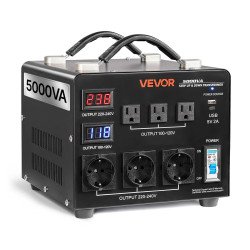 Naponski transformator, 110 V, 5000 VA, 3 US i 3 EU utičnice, LCD zaslon