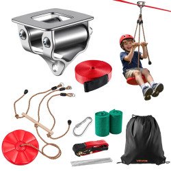 Dječji zipline za dvorište, traka 19,8 m, nosivost 150 kg, zatezač s čegrtaljkom i sjedalo