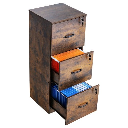 Vertikalni ormar za dokumente s 3 ladice i bravom, A4, 41 × 40 × 103 cm, MDF