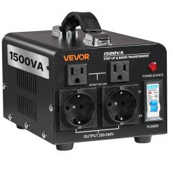 Naponski transformator, 110 V, 1500 VA, US i EU utičnice, strujni kabel Naponski transformator, 110 V, 1500 VA, US i EU utičnice, strujni kabel
