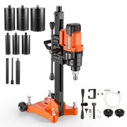 Stroj za bušenje betona dijamantnom krunom, 20–202 mm, 2500 W, 8 kruna, stalak s kotačima