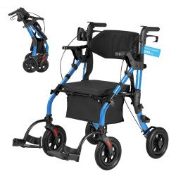 Hodalica s kotačima i sjedalom koja postaje transportna stolica, do 136 kg, plava