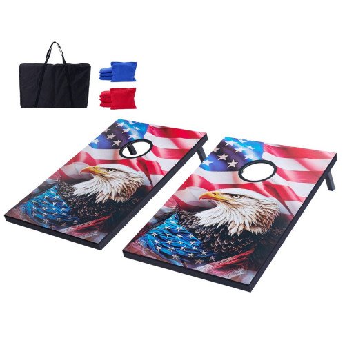 Cornhole set za igru bacanja vrećica na dasku, od drva, daske 90 × 60 cm, 8 vrećica Cornhole set za igru bacanja vrećica na dasku, od drva, daske 90 × 60 cm, 8 vrećica