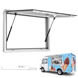 Prodajni prozor za food truck s nadstrešnicom, otvor za ugradnju 88,8 × 58,3 cm