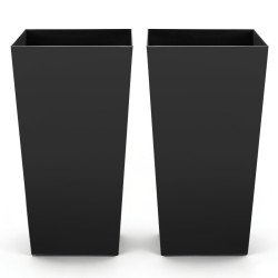 Visoke konusne posude za biljke s kotačima, 2 komada, 39 × 39 × 75 cm, crna plastika Visoke konusne posude za biljke s kotačima, 2 komada, 39 × 39 × 75 cm, crna plastika
