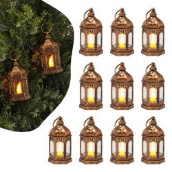 LED lampioni s imitacijom plamena svijeće, set od 12 komada, 12,8 cm, brončani, na baterije LED lampioni s imitacijom plamena svijeće, set od 12 komada, 12,8 cm, brončani, na baterije